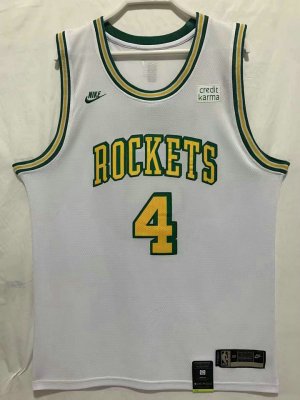 NBA 4 Green Houston Rockets 22-23 Maillot blanc brodé